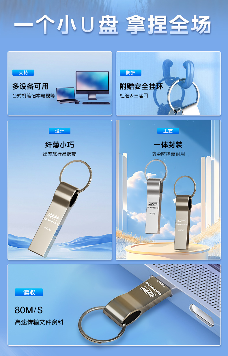 Keychain metal USB flash drive with logo printing, bidding gift USB flash drive customization, keychain USB flash drive 32G, 64G, 128G wholesale pic 3