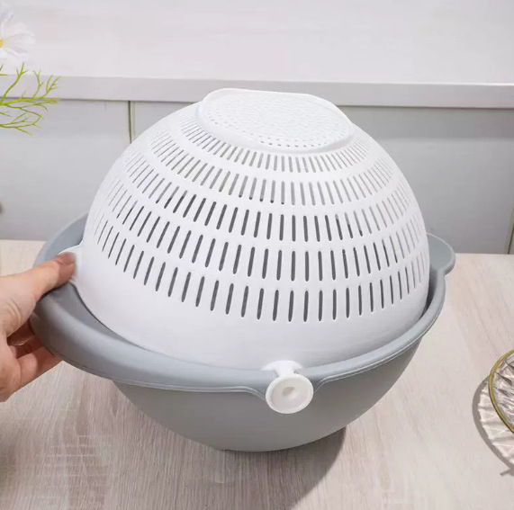 Simple household kitchen double-layer vegetable washing and draining basket, simple living room fruit washing thickened water filter basin, fruit platter pic 4