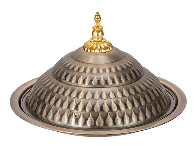 跨境出口中东非洲金色复古酒店用加厚加深印花带盖水滴盖盘批发详情3