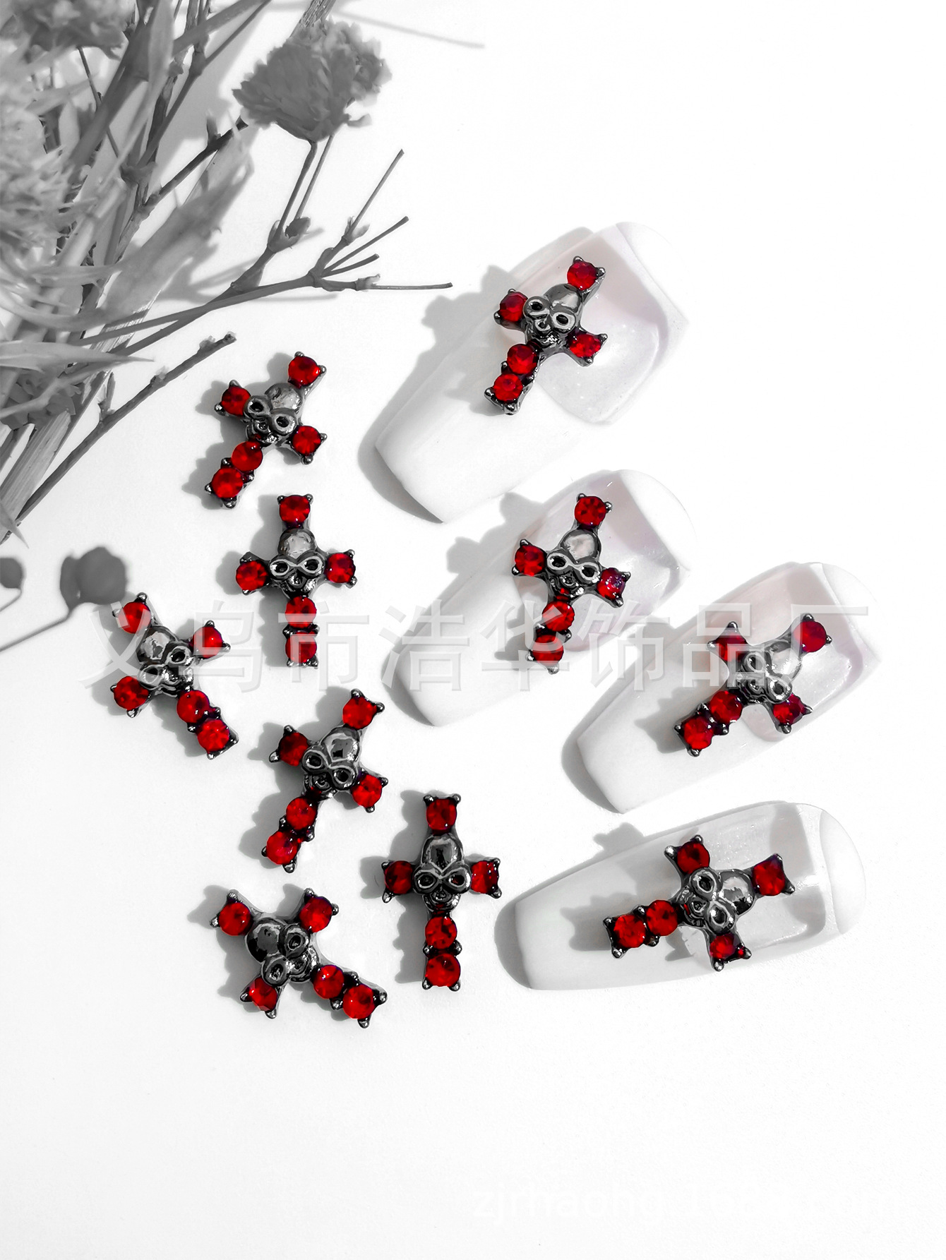 Punk-style Halloween cross alloy nail accessories, star moon heart-shaped nail accessories, nail drill wholesale pic 21