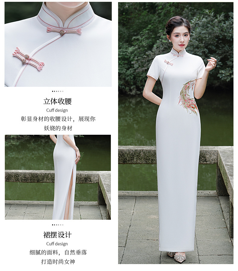 New Chinese trend waist-cinching artistic performance cheongsam fresh girl improved Chinese style long elegant cheongsam 鸾凤 harmony pic 4