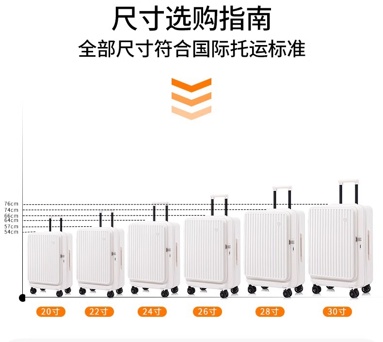 新款侧开口行李箱 拉杆箱20寸登机箱静音万向轮旅行箱男女密码箱详情5
