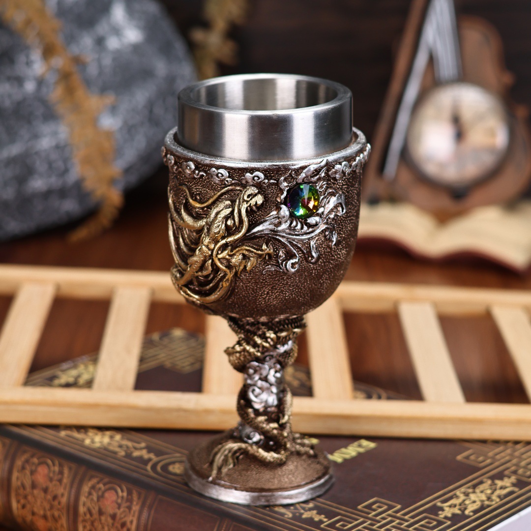 European and American foreign trade inventory, Chinese dragon red wine glasses, personalized cocktail glasses, stainless steel water cups, high appearance level pic 8