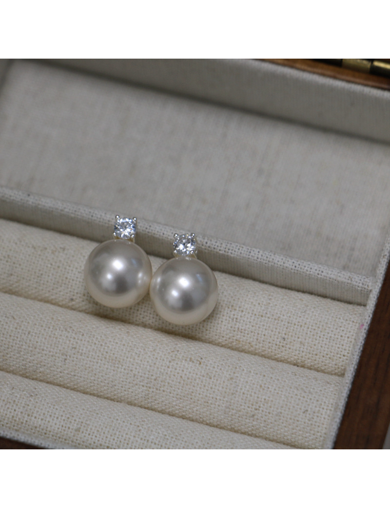 2024 Little Sweet Potato, Australian White, True Hemp, Lavender 5A, Zircon, Princess Diana, Shi Family Pearl 925, Pure silver Stud earrings, perfectly round pic 22