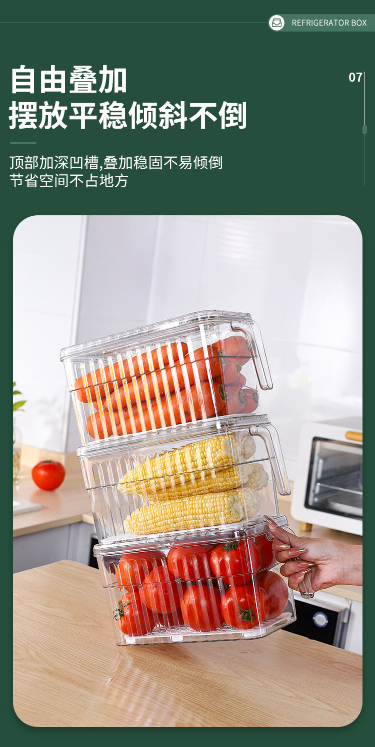 PET transparent refrigerator storage box with handle, fresh-keeping box, vegetable and fruit storage box, freezer box pic 11