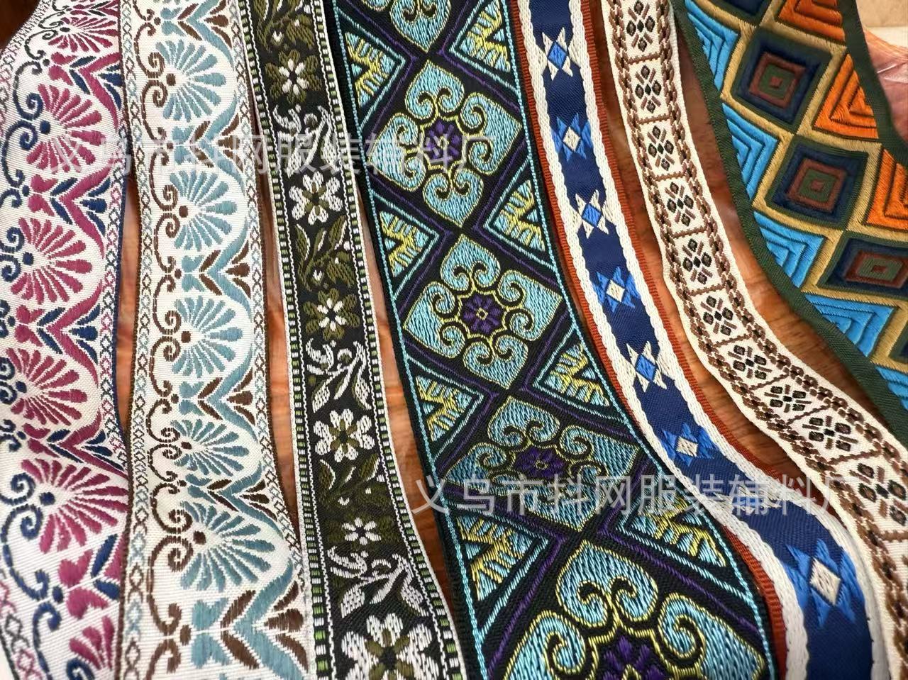 2cm-5cm Ethnic-style jacquard embroidery webbing, diy home textiles, performance costumes, decorative accessories, gift box packaging wholesale pic 6