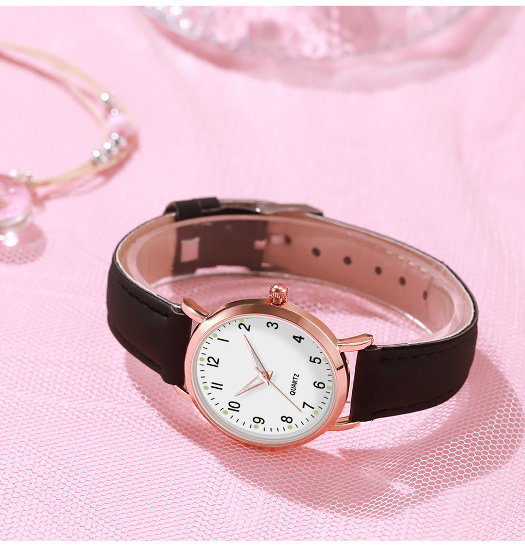 厂货韩版学生女士石英手表礼品配表盘花朵手链数字石英表皮带详情12