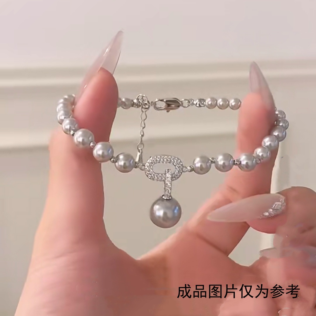 轻奢时尚珍珠长方形吊坠项链小众高级感简约百搭锁骨链扣详情3