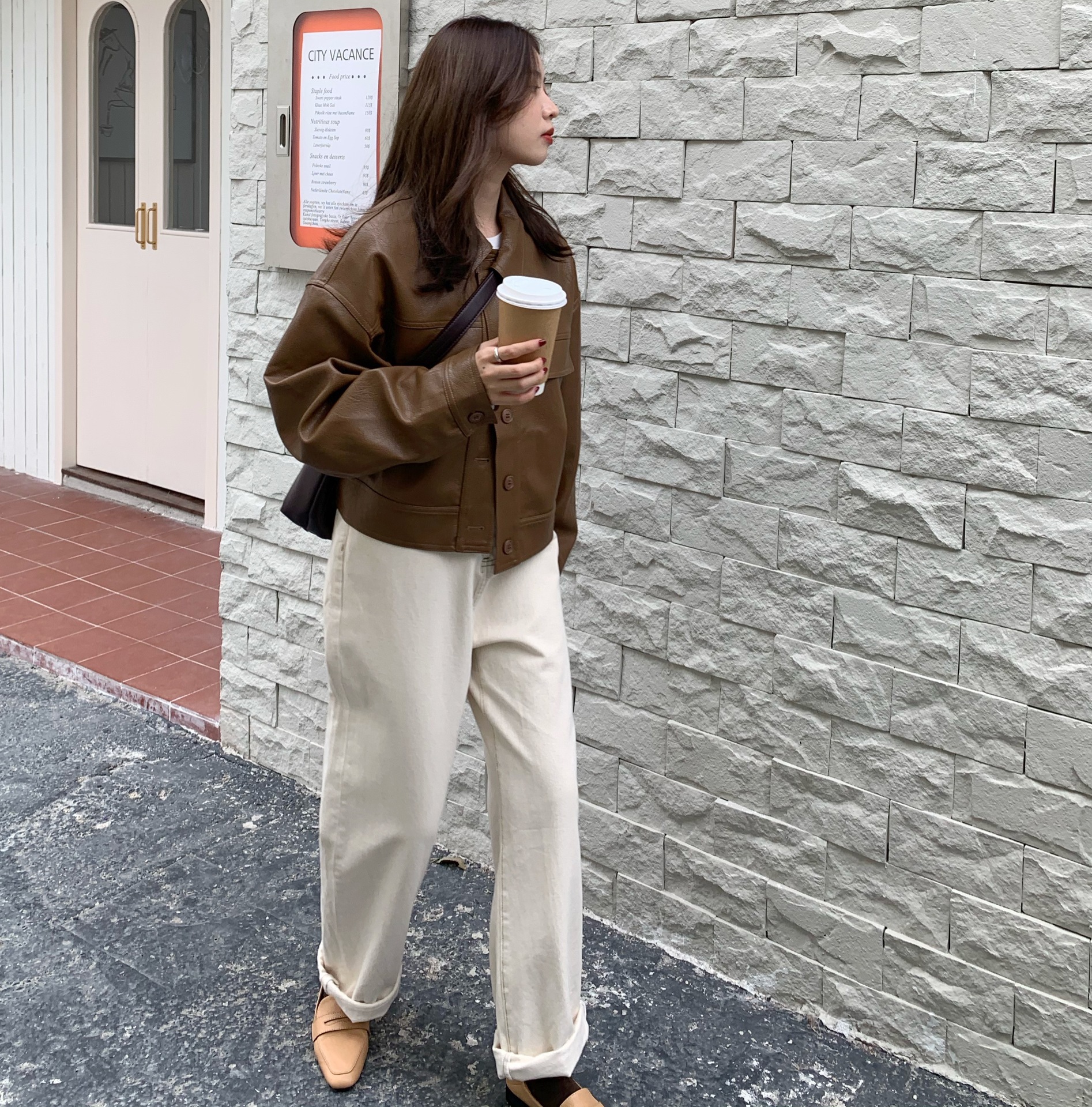 宽松皮衣女2023春秋新款韩版时尚休闲黑色百搭单PU外套短款皮夹克详情16