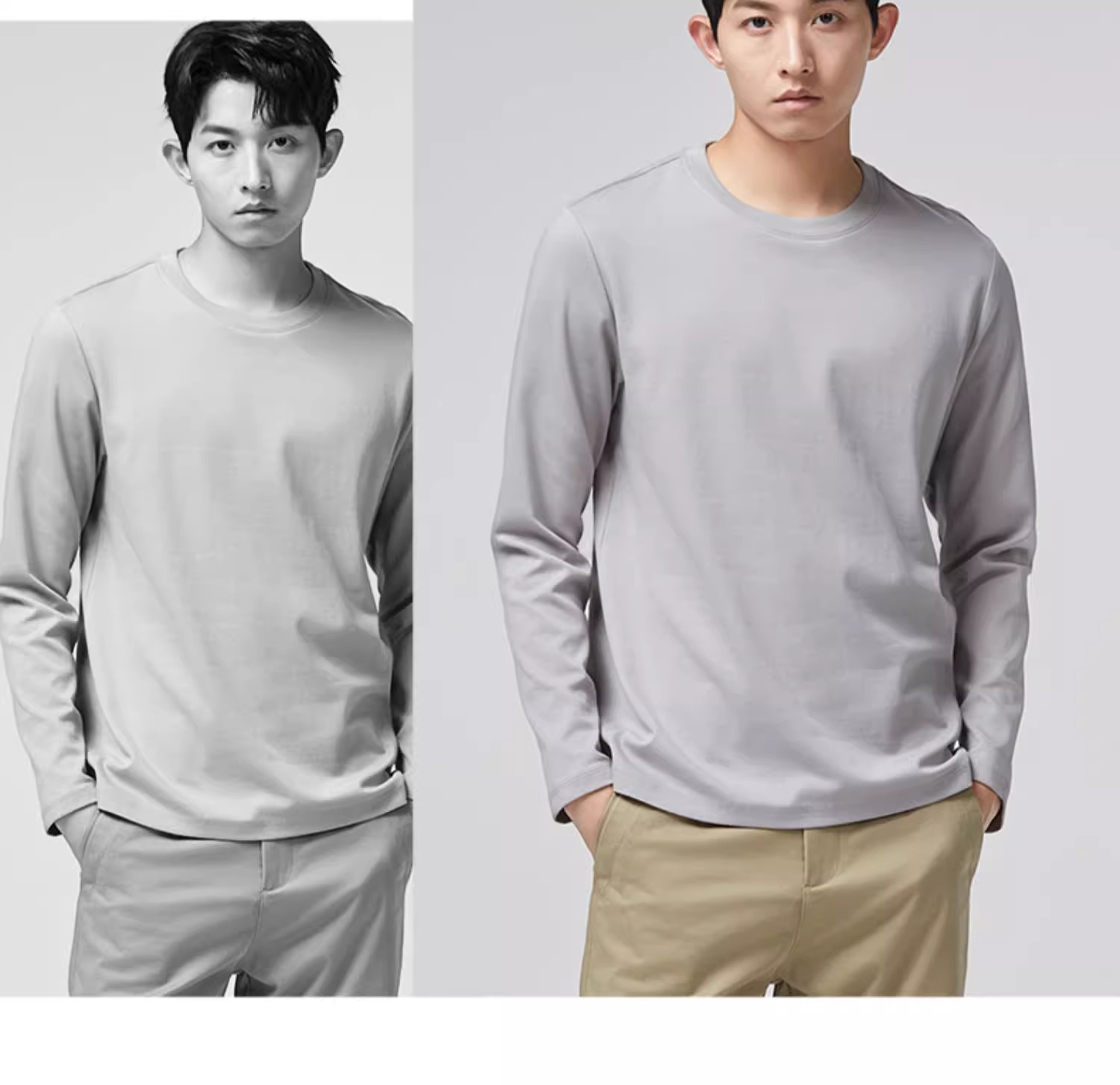 丝光棉长袖T恤青年男打底衫宽松高级感春秋装上衣打底衫批发详情28