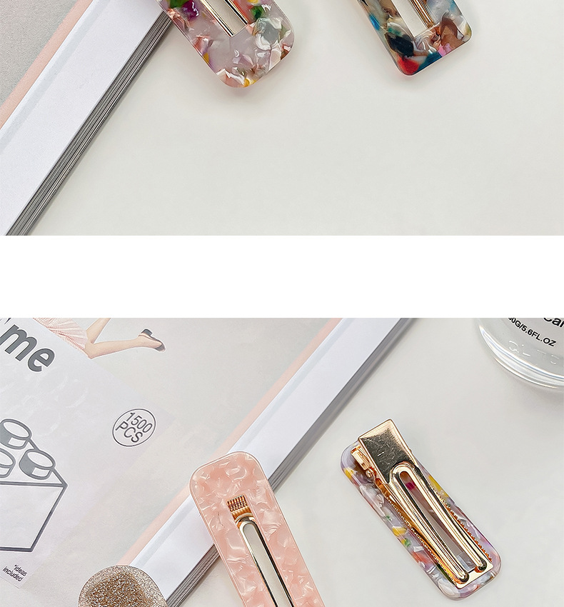 European and American cross-border acetic acid hair clips, teardrop square clips, high-end feel, side clips for bangs, cute girl duckbeak hair clips pic 10