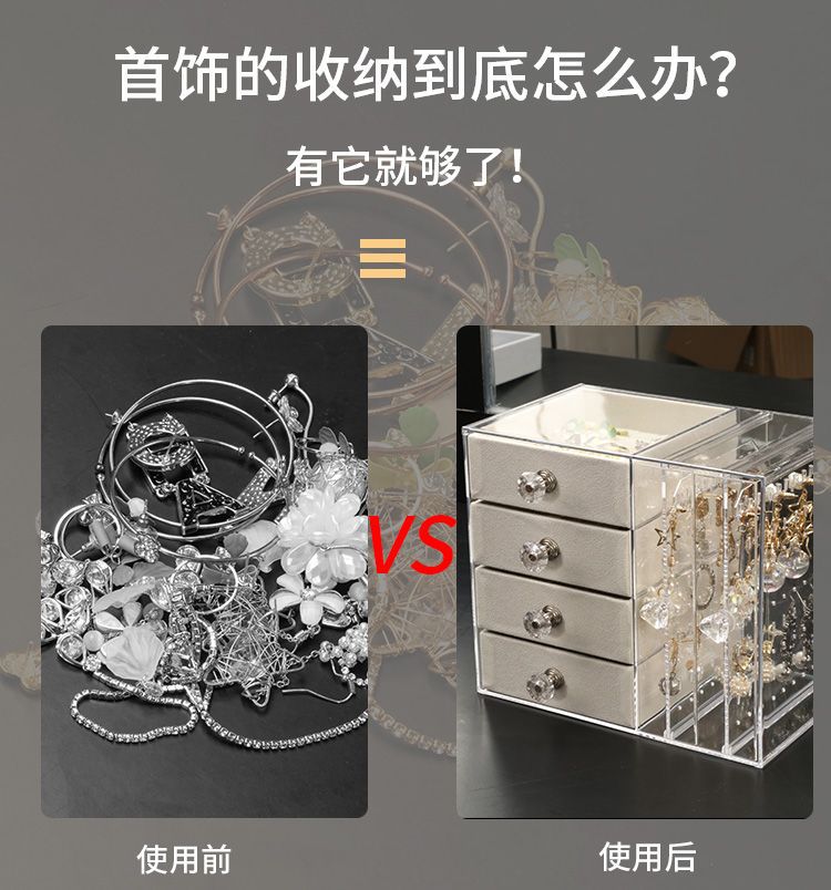Home desktop stud earrings, jewelry, necklace storage rack, multi-layer jewelry box, jewelry hanging rack, earring jewelry storage box pic 4