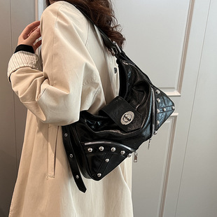 2025新款女包大容量包包斜跨单肩包包学生上课复古时尚单肩托特包详情4