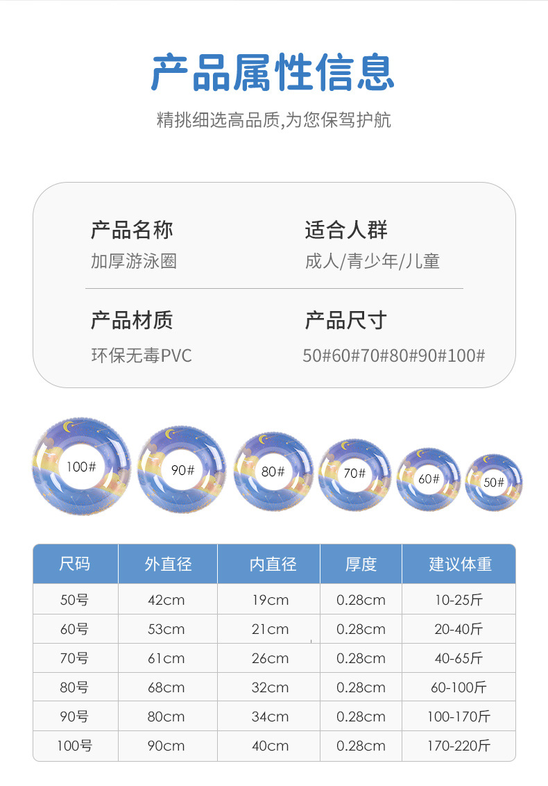 厂家批发游泳圈儿童成人加厚救生圈浮圈网红泳圈水上充气玩具座圈详情3