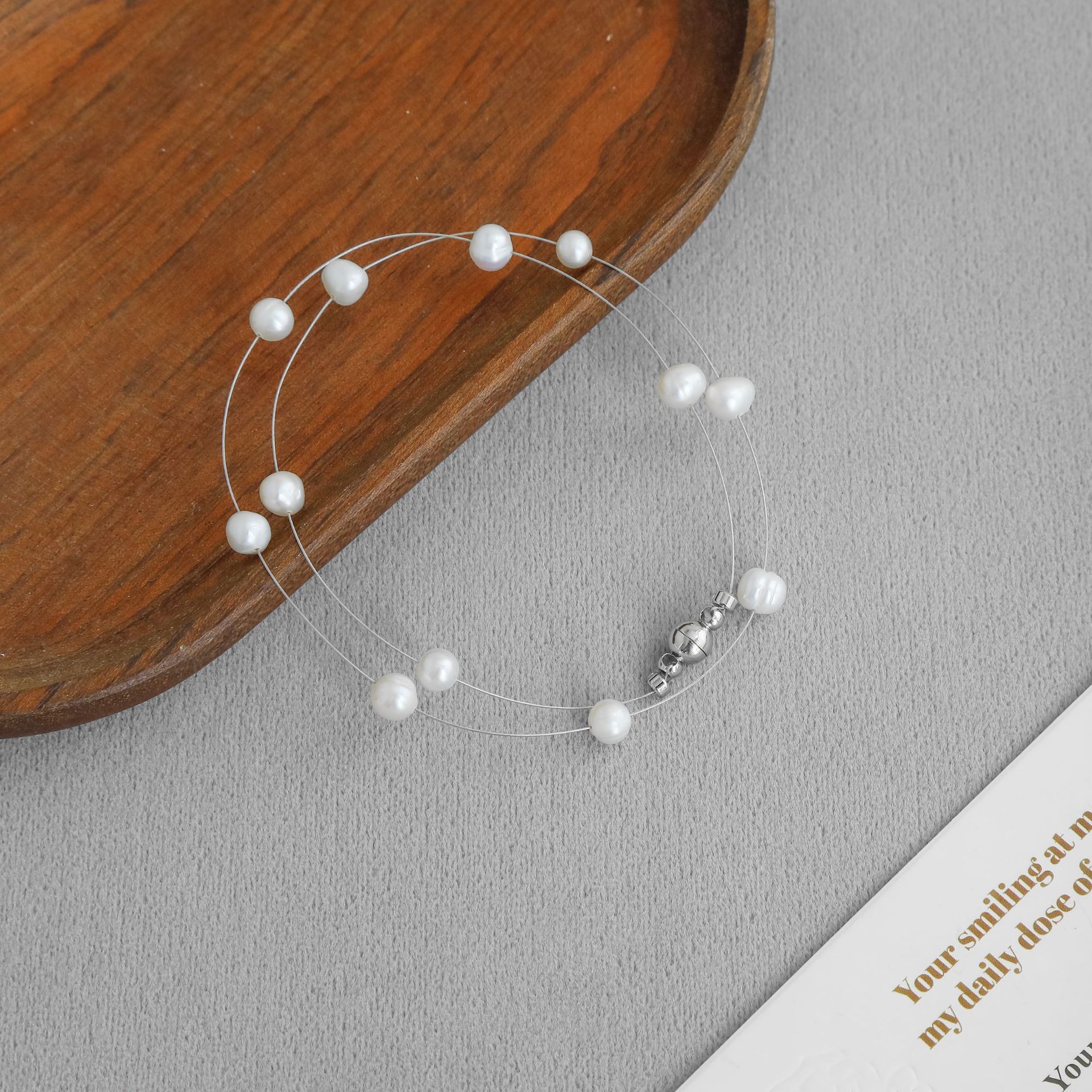 MOON家恋夏人鱼珍珠项链赵露思同款简约气质满天星淡水珍珠锁骨链详情11