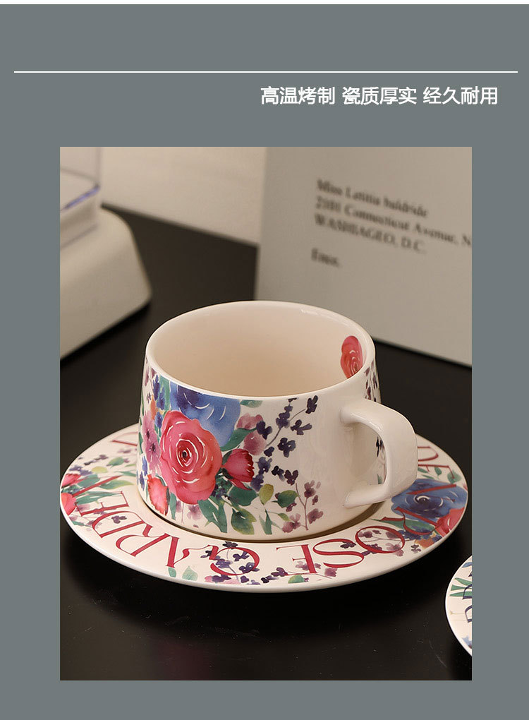 Retro rose coffee cup and saucer set, afternoon tea tea cups, household high-appearancelevel latte art designer, Internet celebrity mugs pic 4