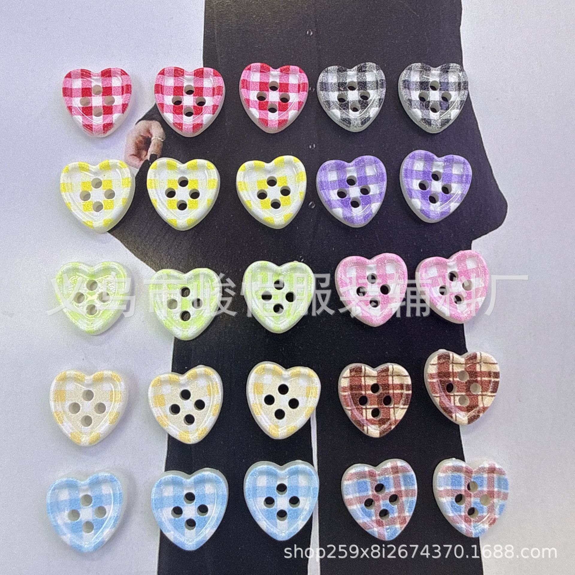 New summer ice-transparent checkered heart button diy handcrafted material clothing accessory button with four eyes pic 17
