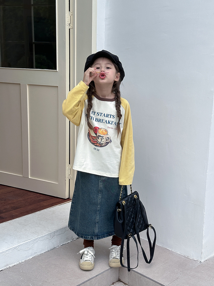 2024秋季新款儿童秋装长袖T恤上衣女童宝宝230克卡通插肩打底衫潮详情51