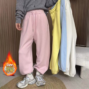 Fleece warm wide-leg pants, loose and high-waisted, slimming winter new style pic 4