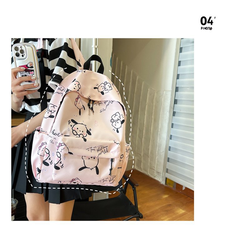 双肩包女时尚简约印花初高中大学生书包韩版潮流涂鸦休闲双肩背包详情5