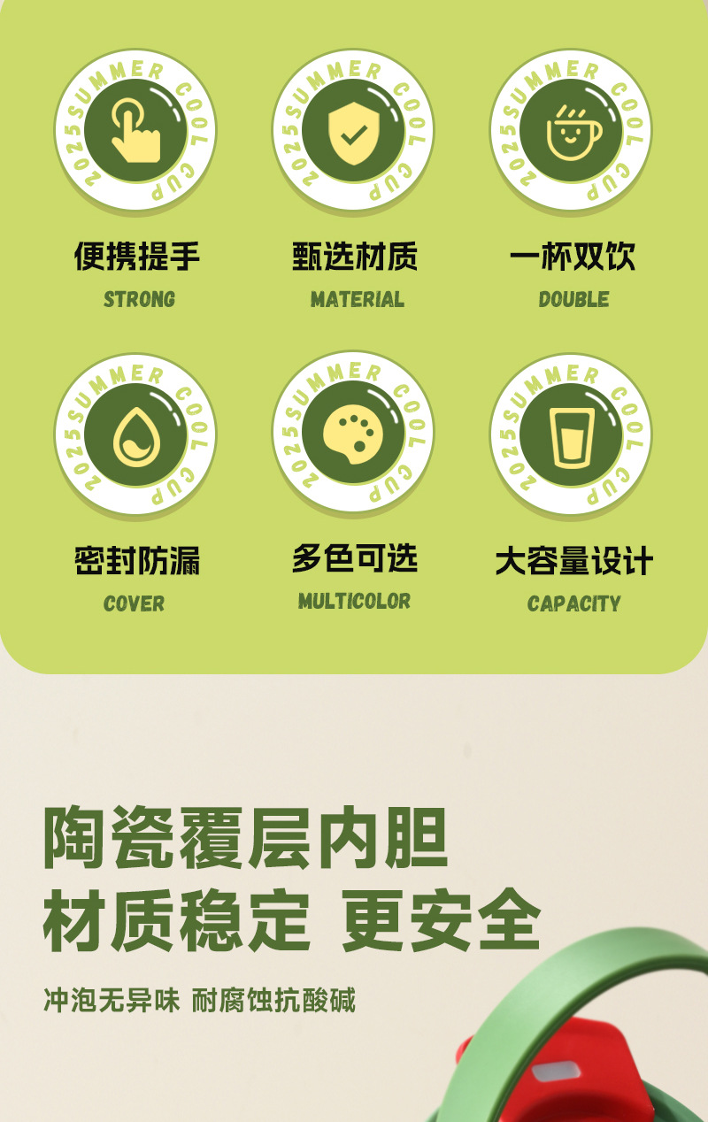 316保温杯陶瓷内胆咖啡杯便捷随行吸管水杯男女保冷杯子一盖双饮详情7