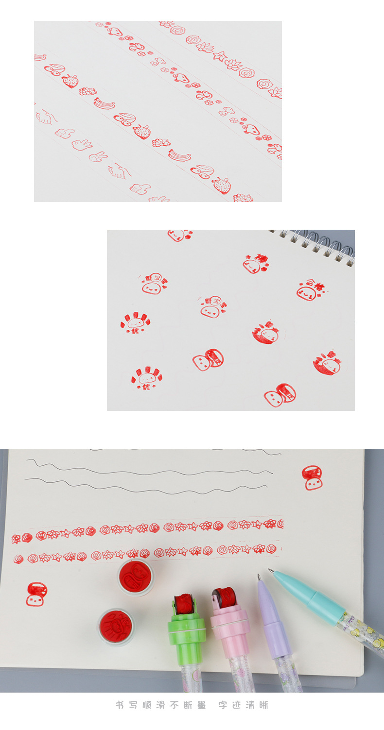 Bubble pen, multi-functional magic pen, gel pen, cartoon cute light roller stamp pen, factory direct sales pic 6