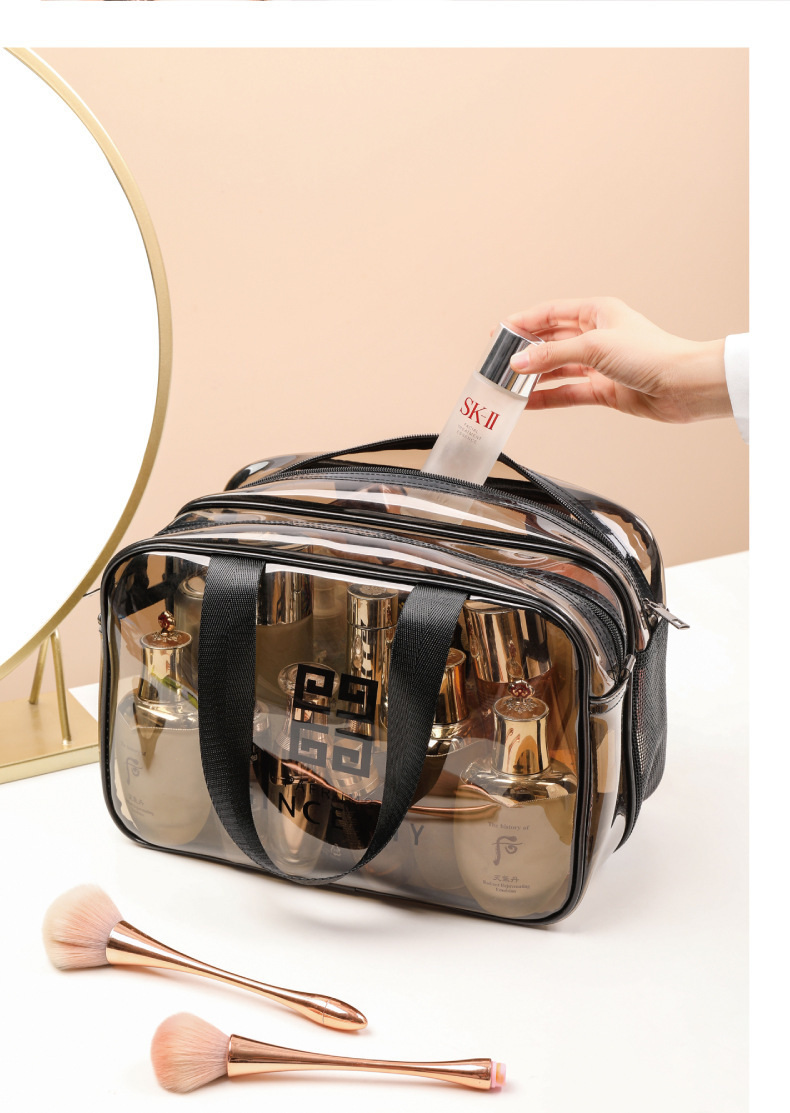 干湿分离洗漱包 双层加厚PVC防水沙滩泳池洗漱收纳包旅行化妆包详情15