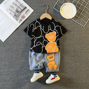 1-5 años niño vestido de verano manga corta shorts conjuntos bebé verano slim algodón lino camisetas suelto niño dos piezas lotes pic 9