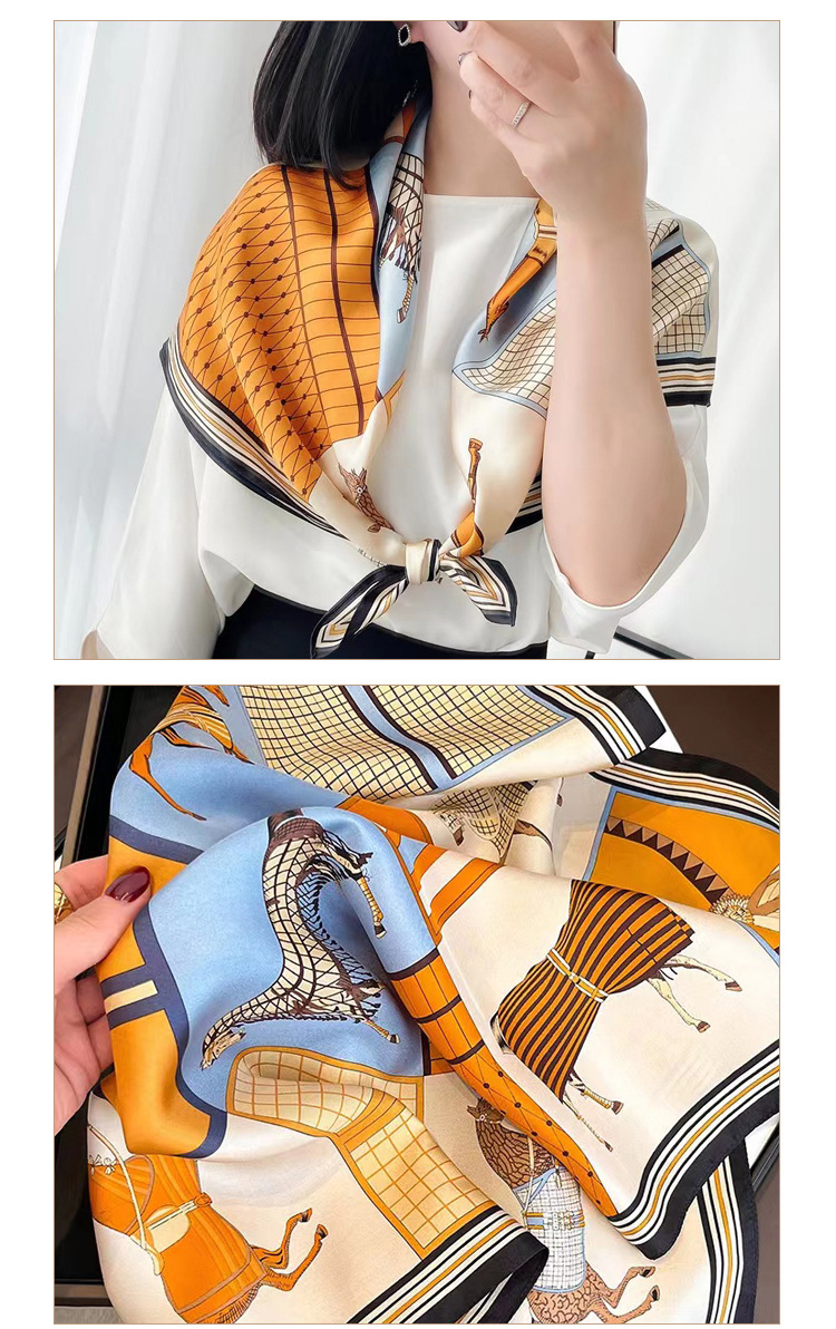 新款70小方巾印花丝巾方巾高级感百搭仿真丝围巾女士缎面领巾披肩详情16