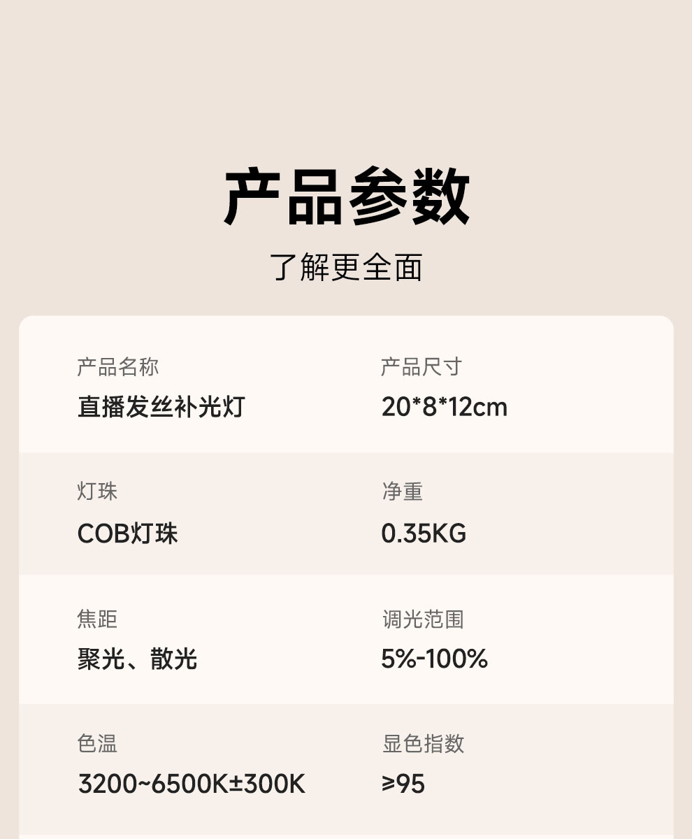 盈美直播射灯人像自拍拍摄发丝灯珠宝摄影补光灯拍照氛围聚光灯详情32
