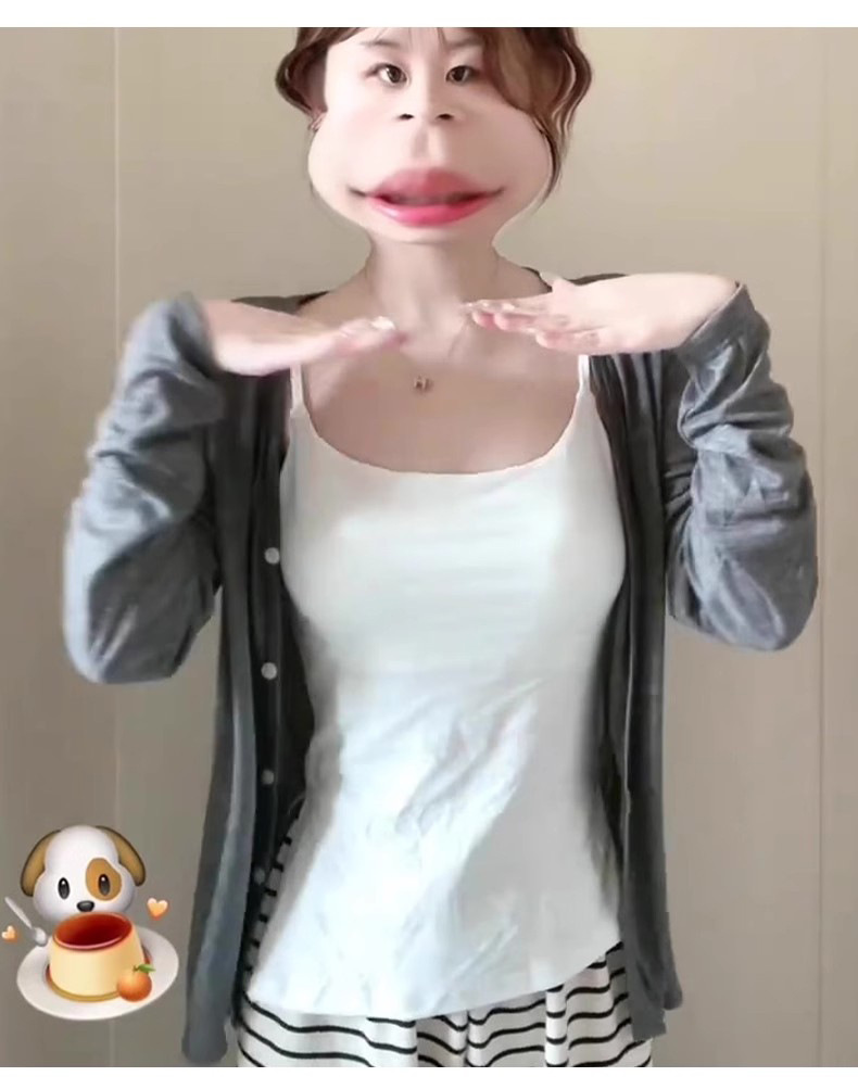 灰色针织开衫夏天薄款2025外套女春秋外搭配吊带罩衫上衣黑色夏季详情10