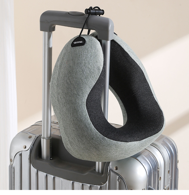 记忆棉U型枕慢回弹飞机汽车高铁午睡枕护颈护脖枕 仿羊绒横条旅行详情11