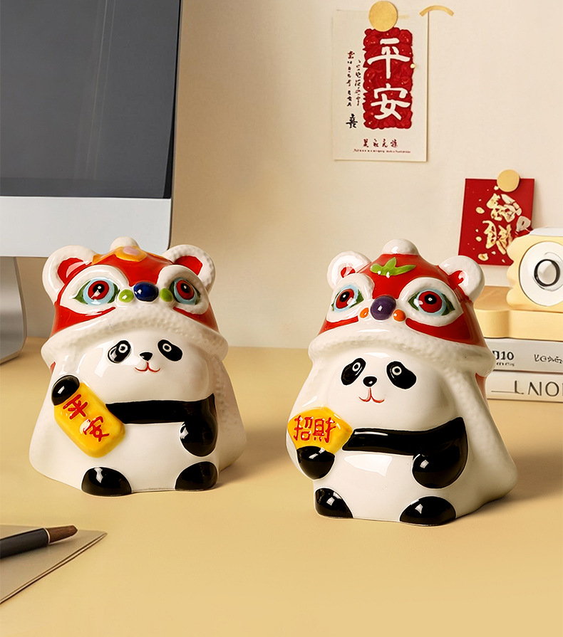Warming housewarming panda ceramica hucha de dinero ideas estilo chino home doors oficina tesoro artesanía regalo caja de ahorros pic 8