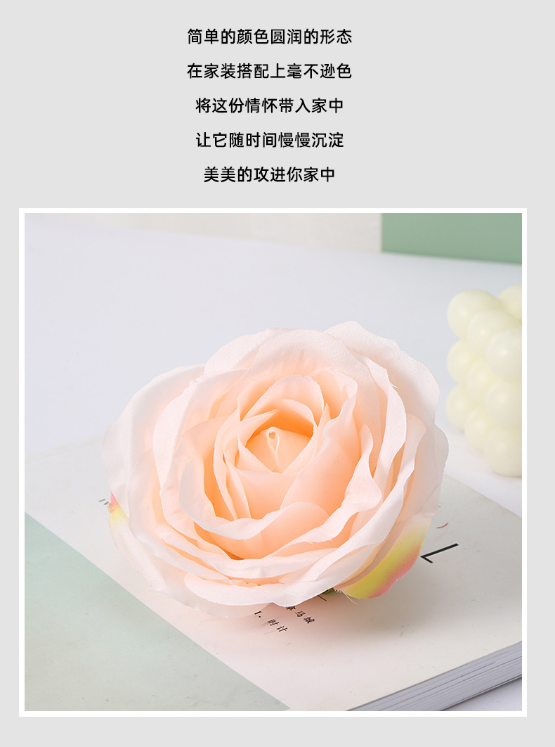 玫瑰花头仿真 装饰假花成品簪花DIY手工绢花材料婚礼花环装饰现货详情5
