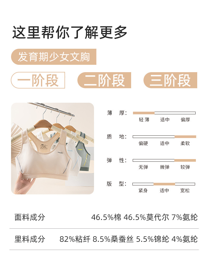 少女文胸初中生高中学生发育期内衣运动防震青春期女大童女孩背心详情4