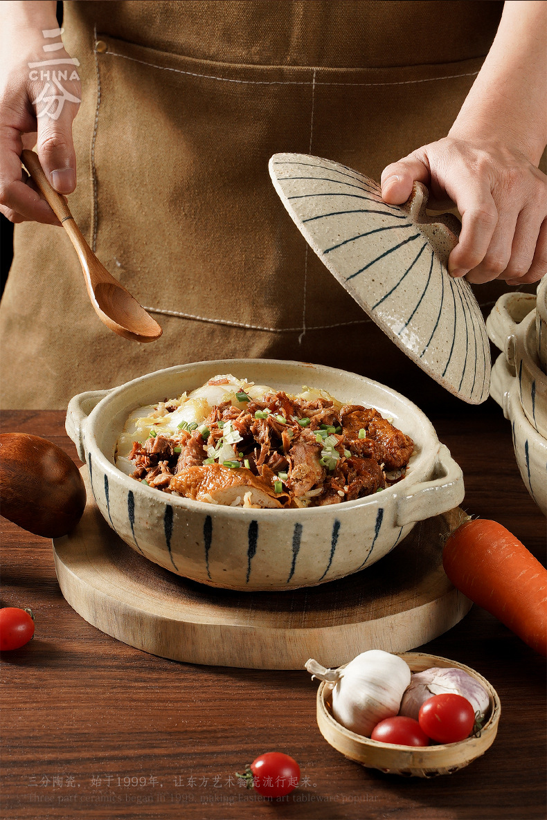 三分烧手绘日式耐高温防干烧陶瓷煲砂锅煤气灶煲仔饭炖汤家用批发详情6