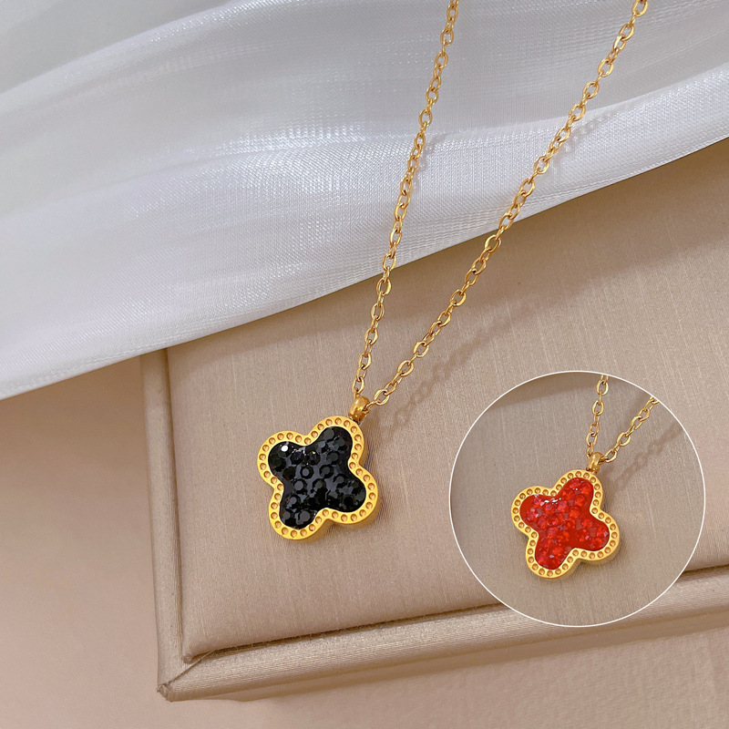 【通体钛钢】炉内真金幸运草爆款冷淡项链女ins网红锁骨链配饰品详情9