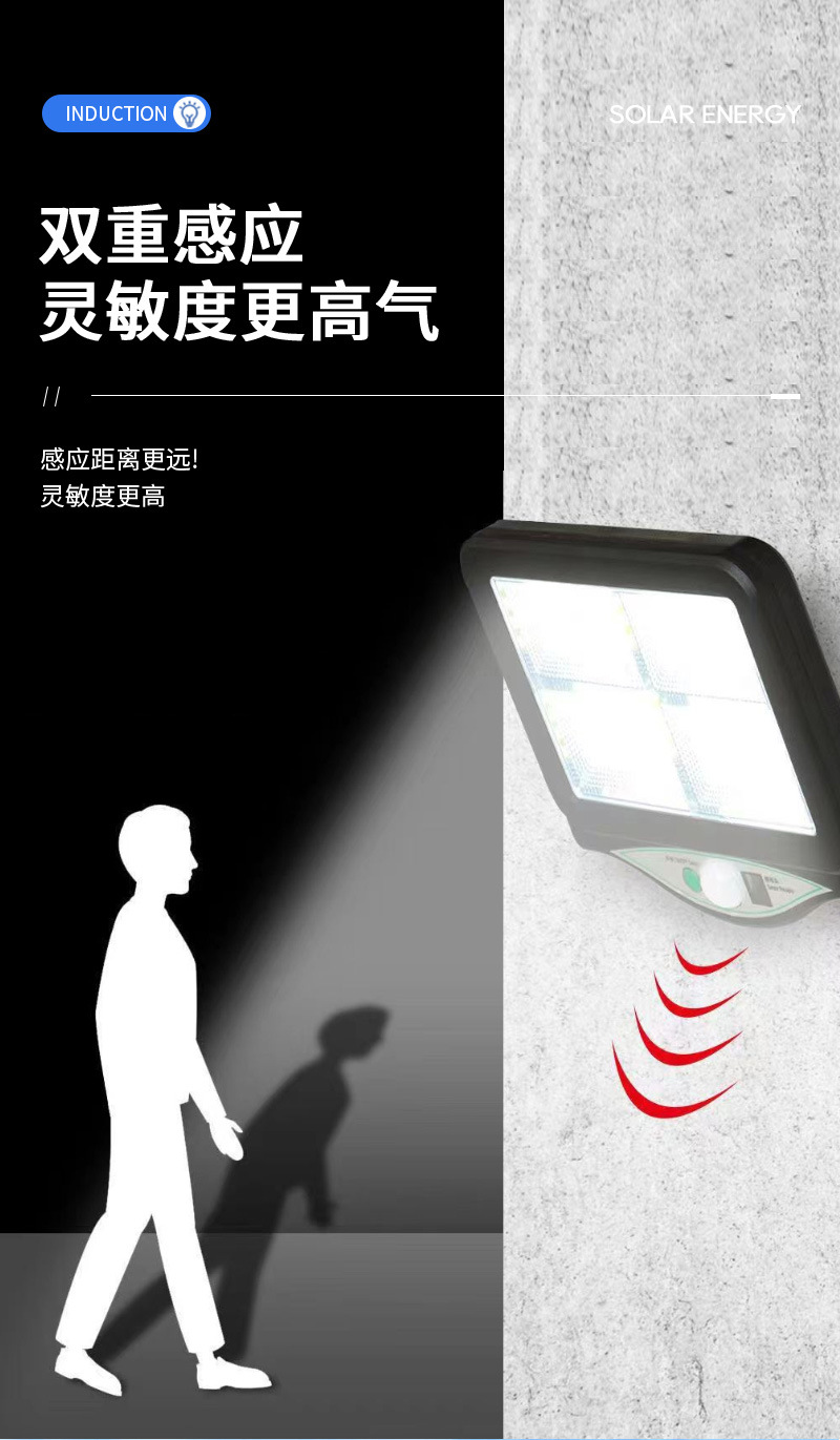 Angled adjustable split-type solar lamp, square solar sensor outdoor courtyard lighting sensor lamp pic 6