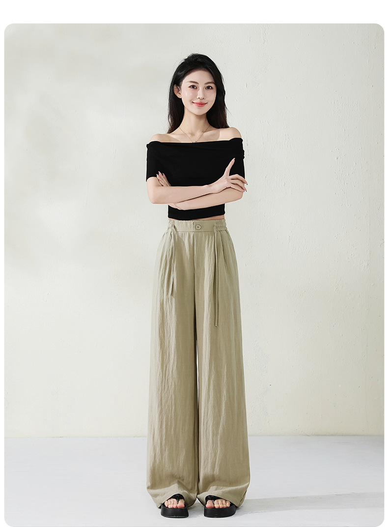 百搭天丝亚麻裤子女时尚百搭堆堆裤垂感显高显瘦裤子25年夏季新品详情18