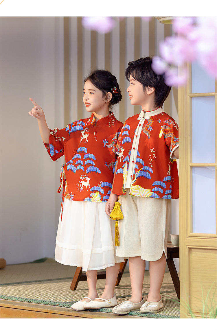 童装男童夏季短袖汉服套装儿童两件套宝宝中国风国潮唐装网红表演详情12
