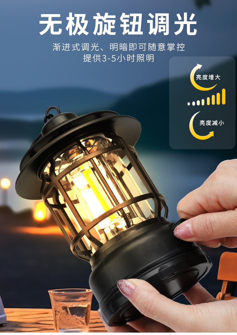 户外照明露营灯帐篷天幕氛围灯超长续航充电马灯复古提灯营地挂灯详情6