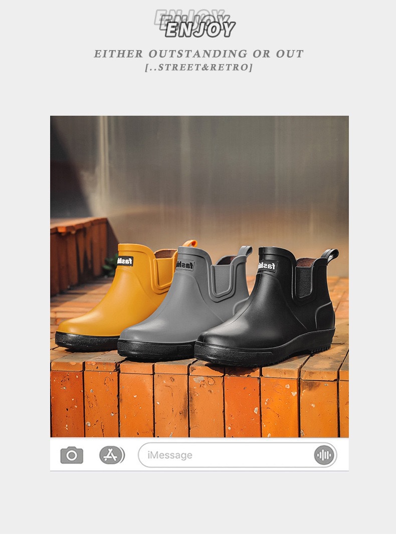 跨境雨鞋男士时尚雨靴防滑低筒新款切尔西成人户外钓鱼防水靴外贸详情26