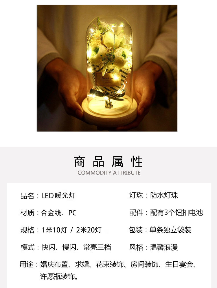 情人节LED暖光灯串彩灯满天星花束装饰灯圣诞生日圣诞节许愿瓶灯详情12