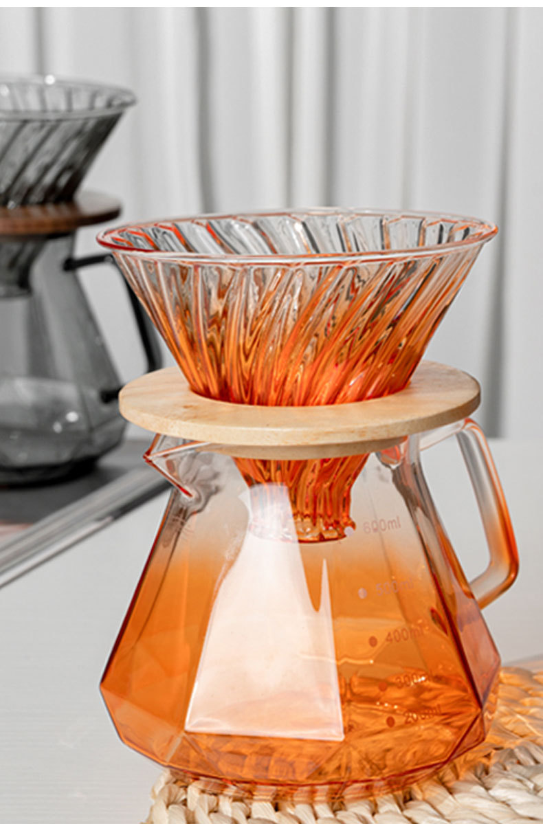 High borosilicate glass V60 hand-brewed coffee filter cup, spiral ribbed flow guide, high flow rate filter cup, gradient drip type pic 11