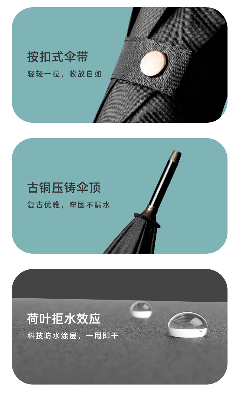 现货8骨自动实木长柄高尔夫伞男士商务雨伞礼品伞加印logo直杆伞详情25