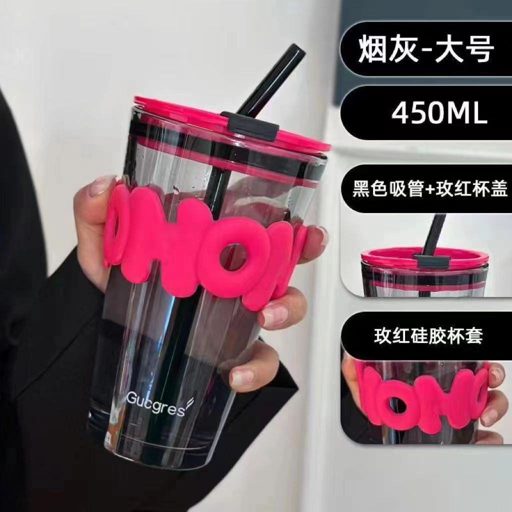 咖啡杯子ins高颜值女剩情侣玻璃杯学生大容量喝水杯吸管杯随手杯详情6