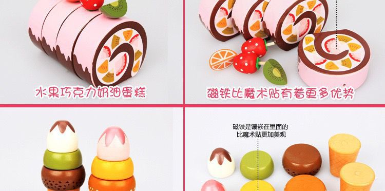 Wooden cut-and-cut fun House kitchen Little princess toy girl New Year Birthday gift simulation cake for children pic 9