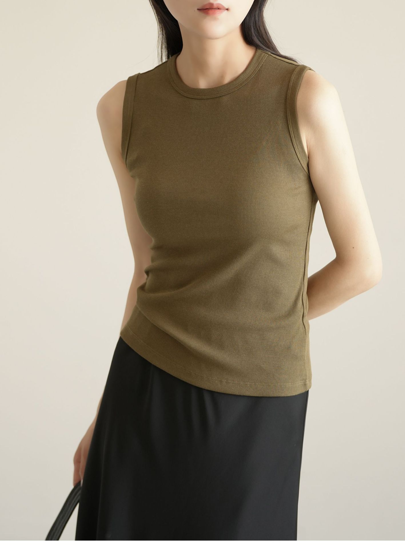 夏季纯棉小圆领吊带背心女纯欲风外穿工字宽肩带遮副乳内搭上衣详情7