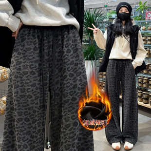 Fleece warm wide-leg pants, loose and high-waisted, slimming winter new style pic 21