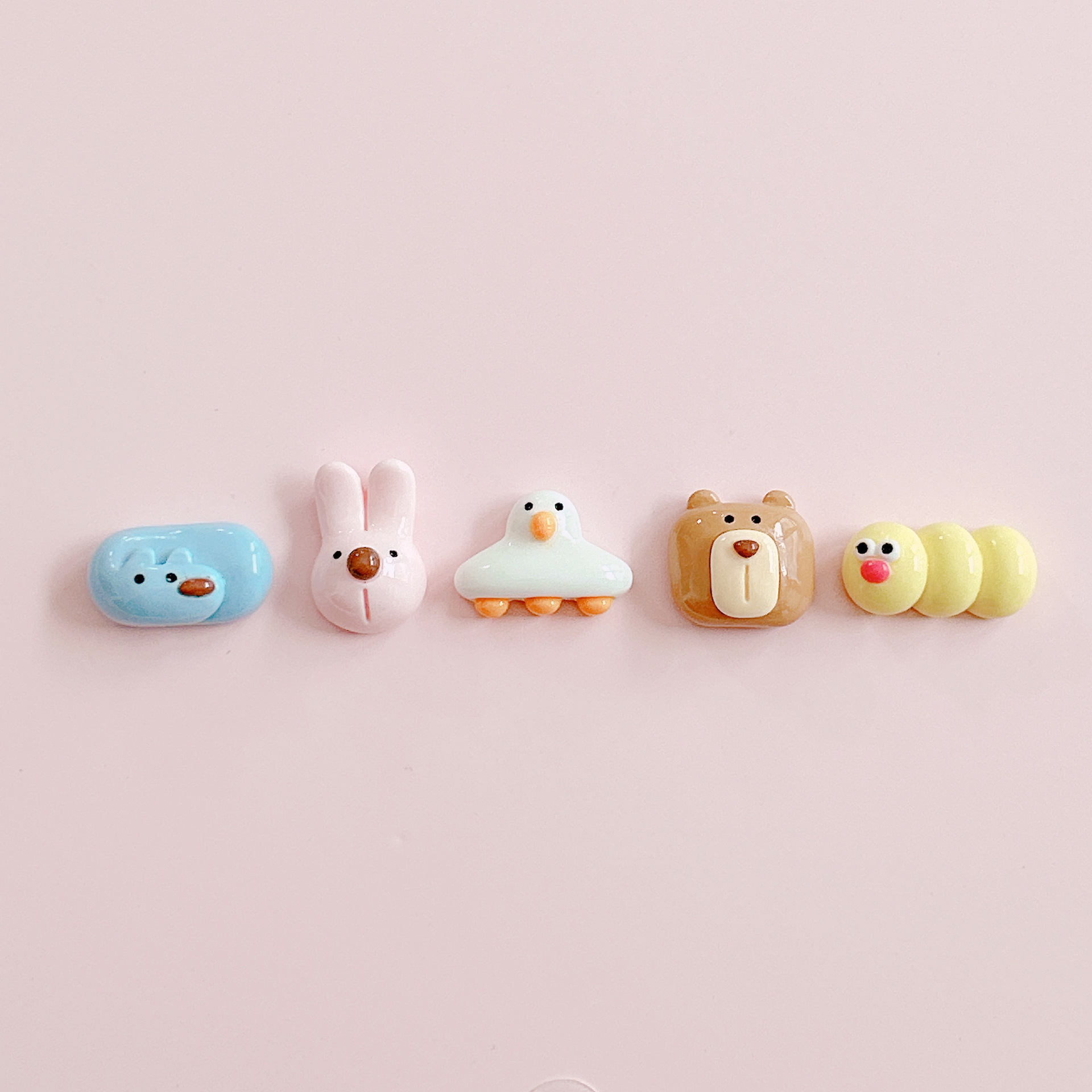 xn Funny Caterpillar, Coffee-colored bear and rabbit diy Resin jewelry accessories, Cartoon animal series material stickers pic 10